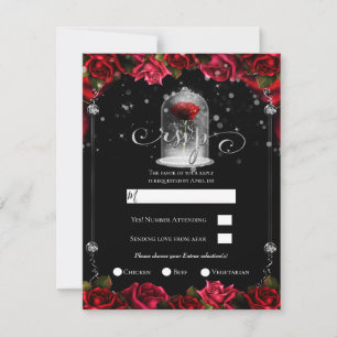 Invitation Rose Rouge Magique Or Blanc Argent Noir RSVP