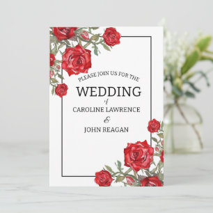 Invitation Rose rouge Mariage floral