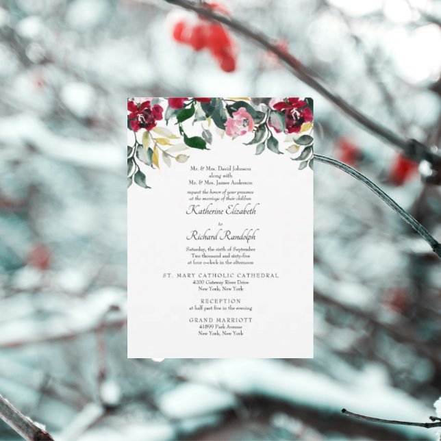 Invitation Rose rouge officiellement hiver 2 Mariage du site (Créateur téléchargé)