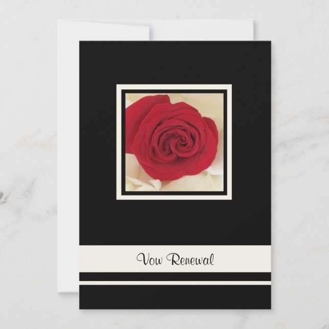 Invitation Rose rouge sur crème Rose Pétales Vow Renouvelleme (Devant)