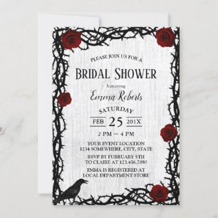 Invitation Rose rouge & Thorn Rustic Fairytale Fête des marié