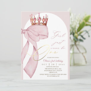 Invitation Rose Ruban Rose 1er Anniversaire