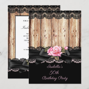 Invitation Rose rustique bois rose Black Lace arc 50e anniver