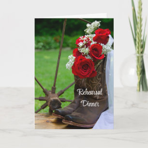 Invitation Rose rustique Bottes Mariage de répétition dîner I