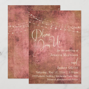 Invitation Rose rustique et typographie vintage de toile de