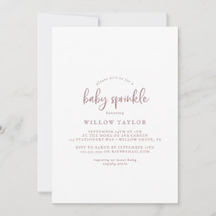 Invitation Rose rustique Gold Script Baby Sprinkle