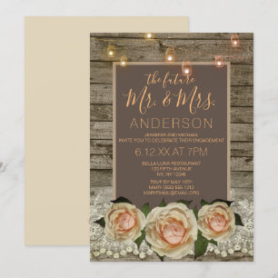 Invitation Rose rustique Lace Mason Jar String Fiançailles