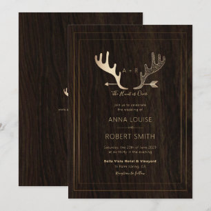 Invitation Rose Rustique  or Antlers Arrow Mariage