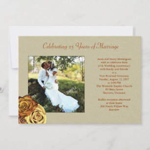 Invitation Rose rustique Photo Mariage Vow Renouvellement Inv