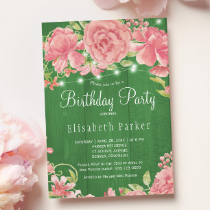 Invitation Rose rustique rose pâle piments fête d'anniversair