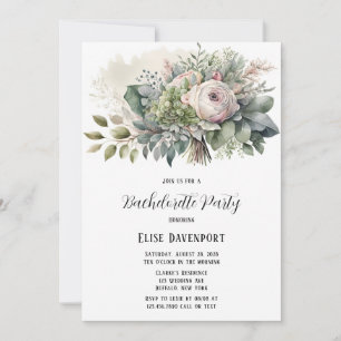 Invitation Rose Sage Green Peony Green Bachelorette Party