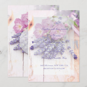 Invitation Rose sauvage et Mariage de fleurs d'été Lavender