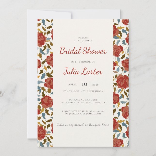 Invitation Rose sauvage Floral Petal Garden Affair Fête des m (Devant)
