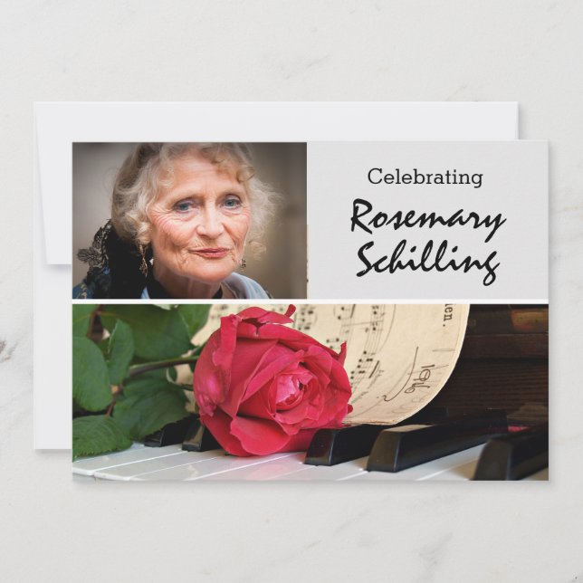 Invitation Rose, Sheet Music & Keys Memorial (Devant)