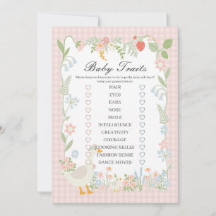 Invitation Rose Silly Goose Floral En vichy Baby Traits Jeu