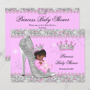 Invitation Rose Silver High Heel Princess Baby shower Ethniqu