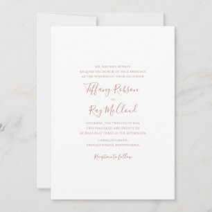 Invitation Rose simple élégant or Mariage traditionnel