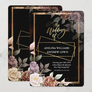 Invitation Rose simple minimaliste, Mariage de trame or