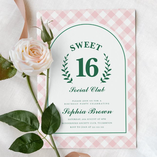 Invitation Rose Social Club Sweet 16 Anniversaire (Créateur téléchargé)