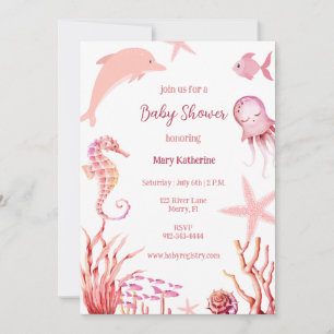 Invitation Rose sous le baby shower marin