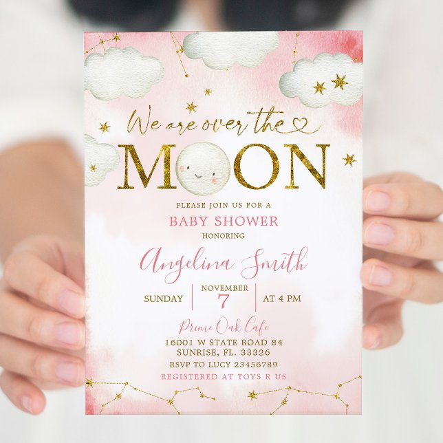 Invitation Rose sur le Baby shower de la constellation de la  (Créateur téléchargé)