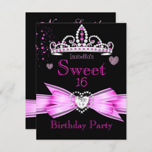 Invitation Rose Sweet 16 Anniversaire Diamond Tiara