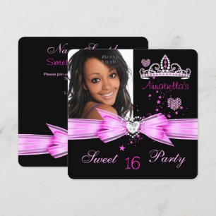 Invitation Rose Sweet 16 Anniversaire Diamond Tiara Photo 2