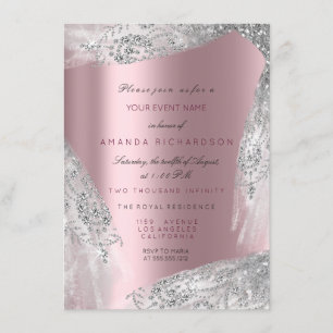 Invitation Rose Sweet 16e Rose nuptiale gris argent Mauve