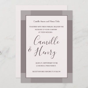 Invitation Rose taupe bleu gris lilas élégant mariage moderne