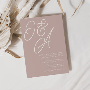 Invitation Rose Taupe   Mariage de monogramme de filigrane de