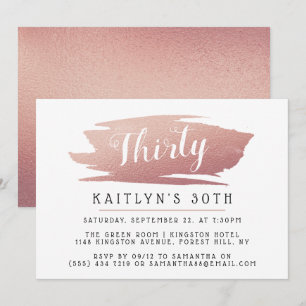 Invitation Rose tendance et chic Gold Foil Dames Anniversaire