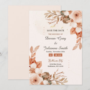 Invitation Rose & Terracotta : Une célébration de l'amour Mar