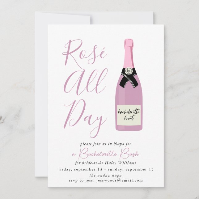 Invitation Rose toute la journée Napa Winery Bachelorette Inv (Devant)