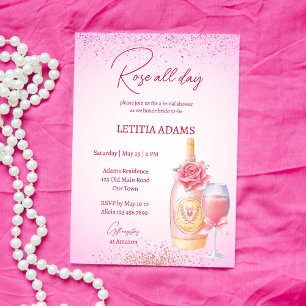 Invitation Rose toute la journée nuptiale brunch rose