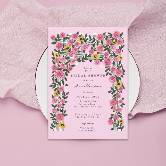 Invitation Rose Trellis Trellis Spring Garden Fête des mariée (Créateur téléchargé)