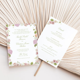 Invitation Rose Vert Floral Robe de Mariée Intégrée