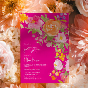 Invitation Rose vif romantique floral été doux 16