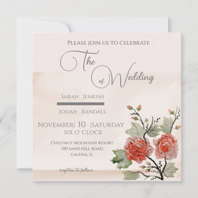 Invitation Rose vintage (Devant)