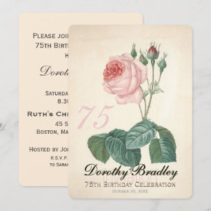 Invitation Rose vintage 75e anniversaire Personnalité I