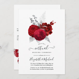Invitation Rose Vintage en ligne Red et Silver Mariage virtue