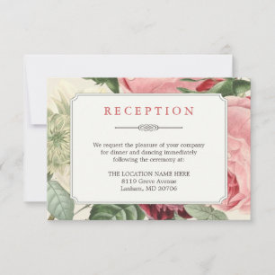 Invitation Rose vintage Floral Mariage Détails Réception