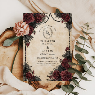 Invitation Rose Vintage foncé et Pearl Lace