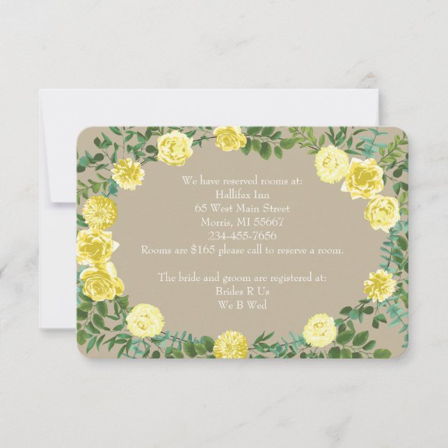 Invitation Rose Vintage Jaune Élégant Mariage (Devant)