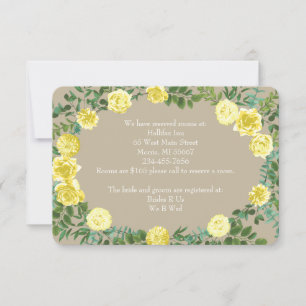 Invitation Rose Vintage Jaune Élégant Mariage