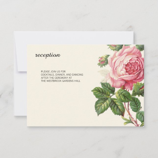 Invitation Rose Vintage peint Mariage Boho (Devant)