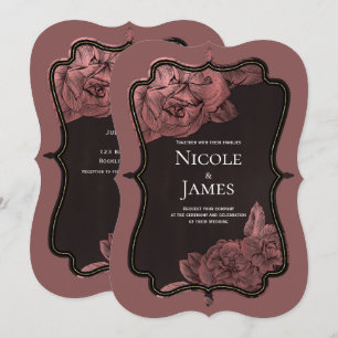 Invitation Rose Vintage rose Dusty Gold Elegant Mariage Glam