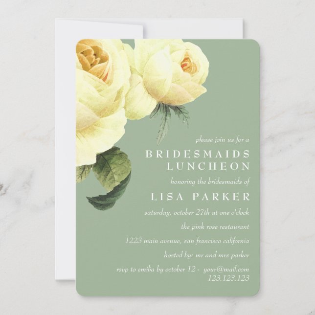 Invitation Rose vintage Sage Bridesmaid Mariage (Devant)