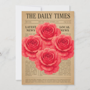 Invitation Rose vintage sur papier antique