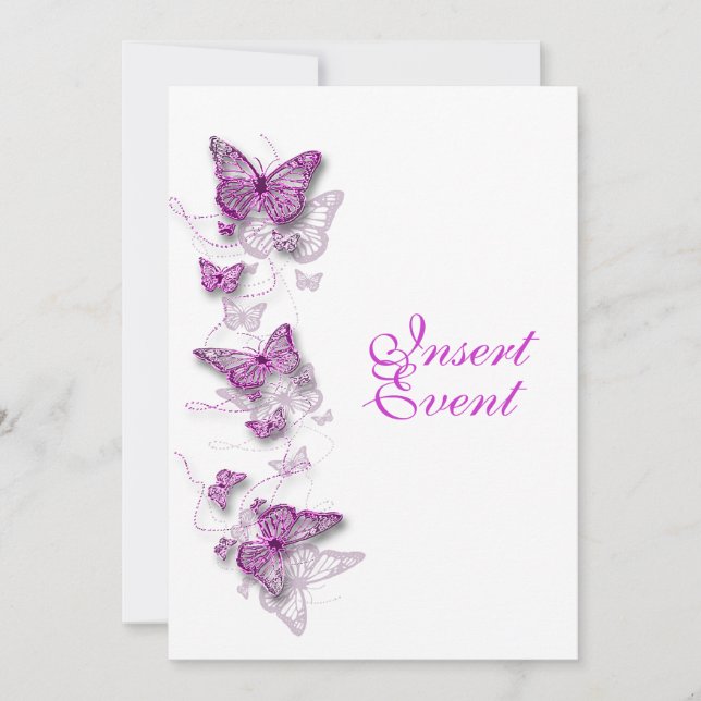 Invitation rose violet anniversaire fiançailles mariage (Devant)