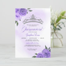 Rose violet Argent Tiara Quinceañera Anniversaire